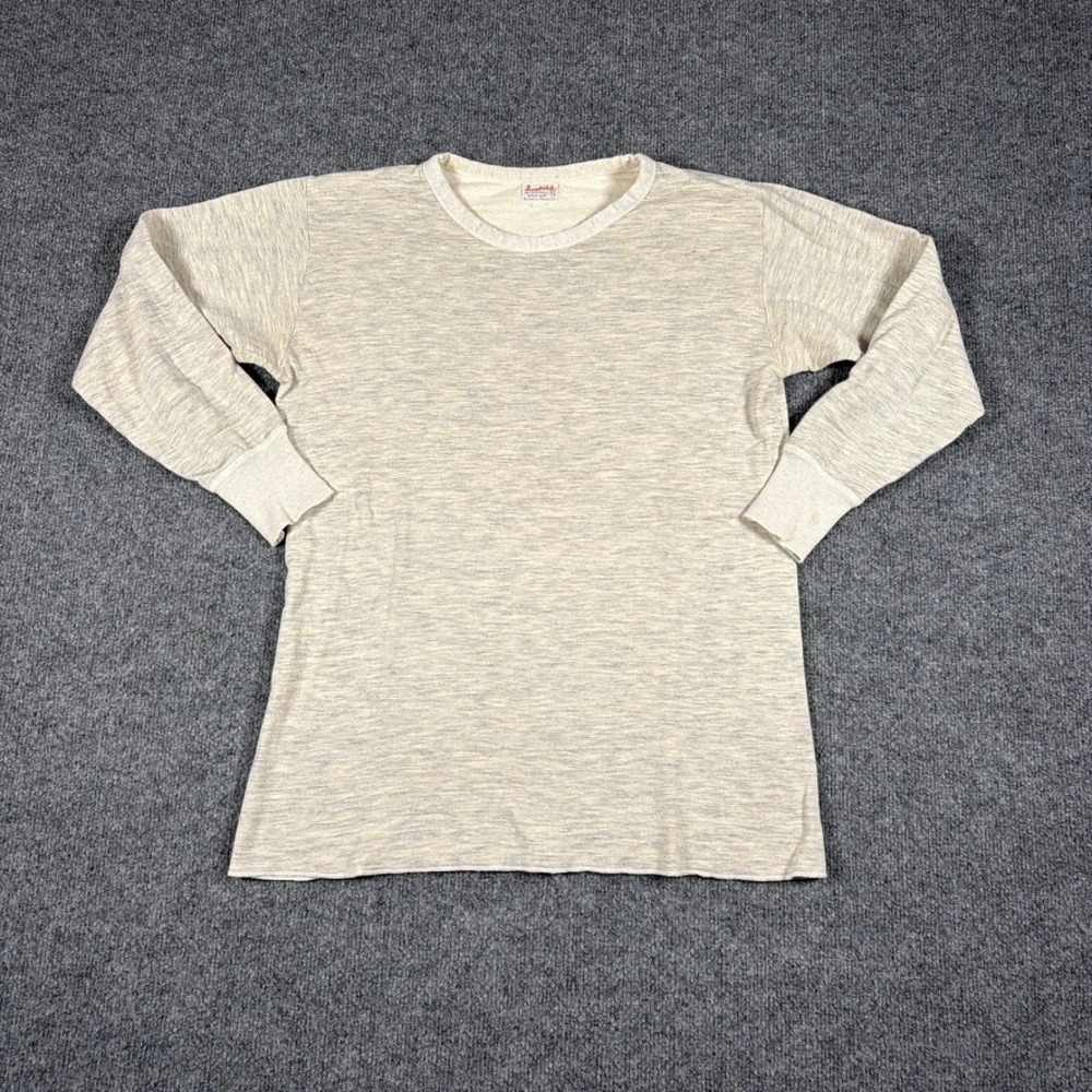 Vintage Duofold Two Layeer Thermal Shirt Mens 44 Oatmeal Long Sleeve Style 622